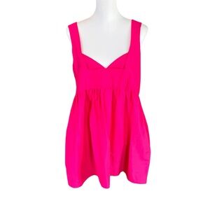 NWT ANTHROPOLOGIE/Daily Practice Vibrant Pink Sleeveless Babydoll Dress SZ S